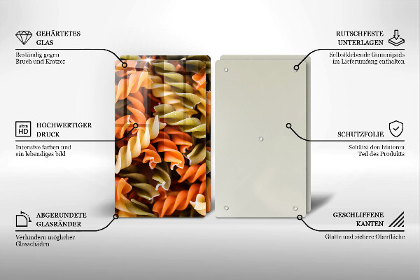 Skleněná deska za sporák Fusilli těstoviny