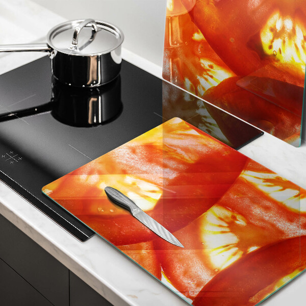 Skleněná deska za sporák Plátek červeného rajčete