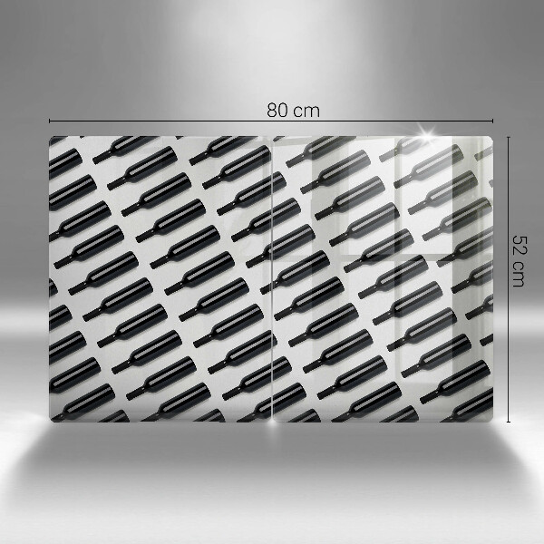 Skleněná deska za sporák Černé láhve vína