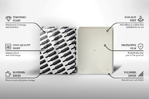 Skleněná deska za sporák Černé láhve vína