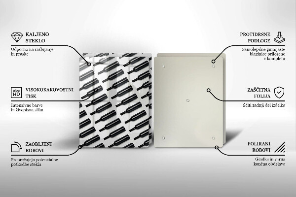 Skleněná deska za sporák Černé láhve vína