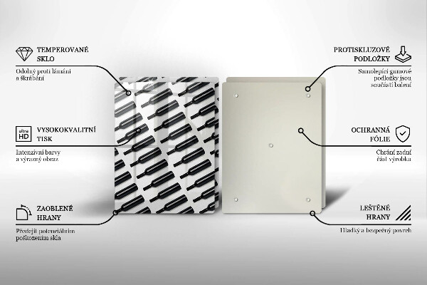 Skleněná deska za sporák Černé láhve vína