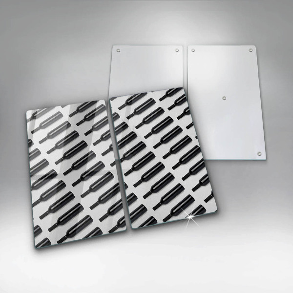 Skleněná deska za sporák Černé láhve vína