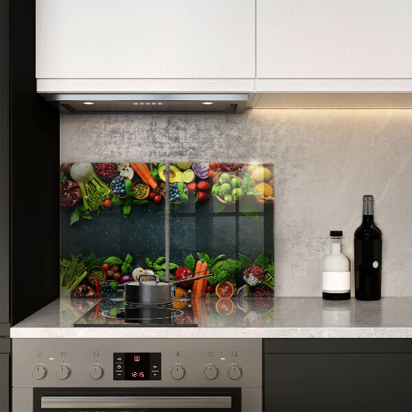 Skleněná deska za sporák Čerstvá zelenina