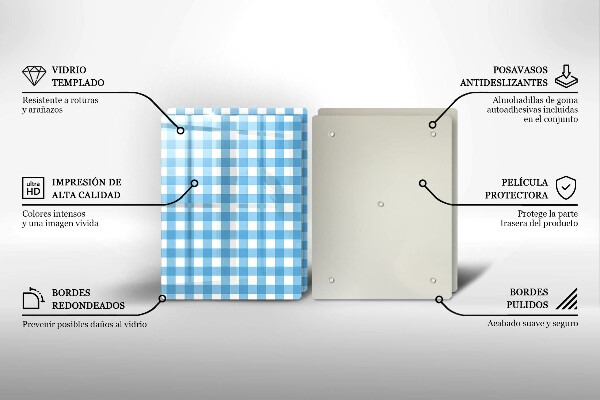 Skleněná deska za sporák Modro-bílý kostkovaný vzor