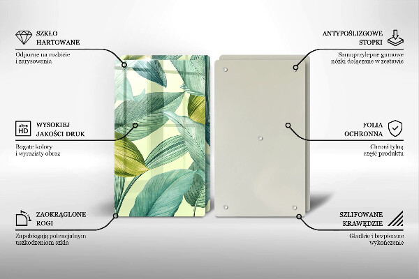 Skleněná deska za sporák Zelené tropické listy
