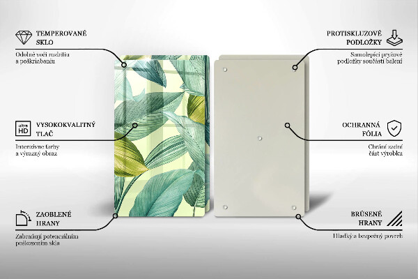 Skleněná deska za sporák Zelené tropické listy