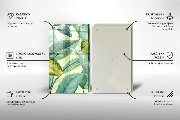 Skleněná deska za sporák Zelené tropické listy