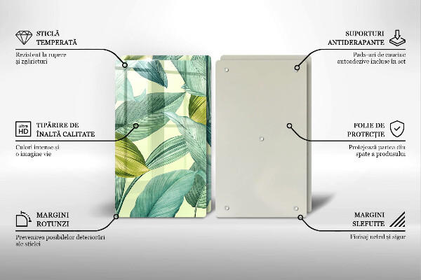 Skleněná deska za sporák Zelené tropické listy