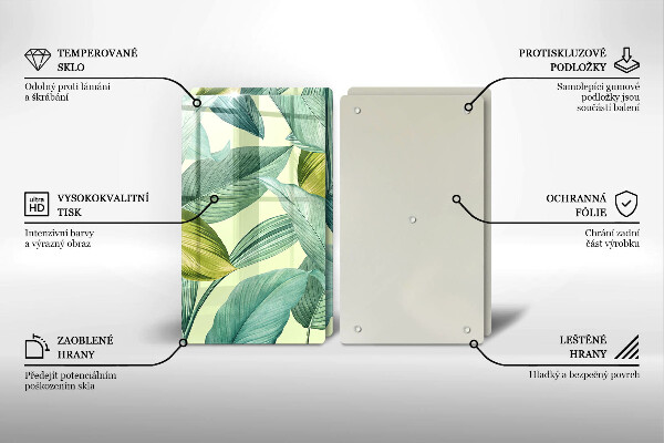 Skleněná deska za sporák Zelené tropické listy