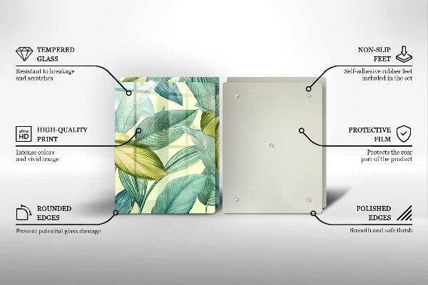 Skleněná deska za sporák Zelené tropické listy