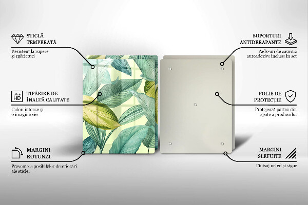 Skleněná deska za sporák Zelené tropické listy