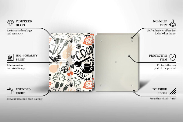 Skleněná deska za sporák Kreslený motiv kuchyně