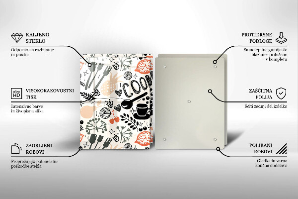 Skleněná deska za sporák Kreslený motiv kuchyně