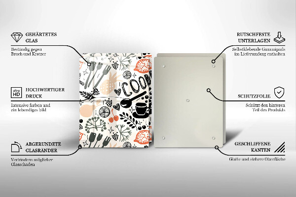 Skleněná deska za sporák Kreslený motiv kuchyně