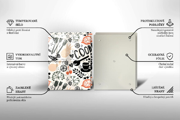 Skleněná deska za sporák Kreslený motiv kuchyně