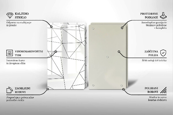 Skleněná deska za sporák Bílé trojúhelníky