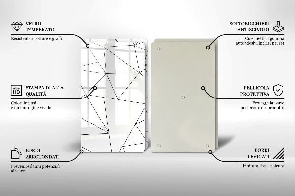 Skleněná deska za sporák Bílé trojúhelníky