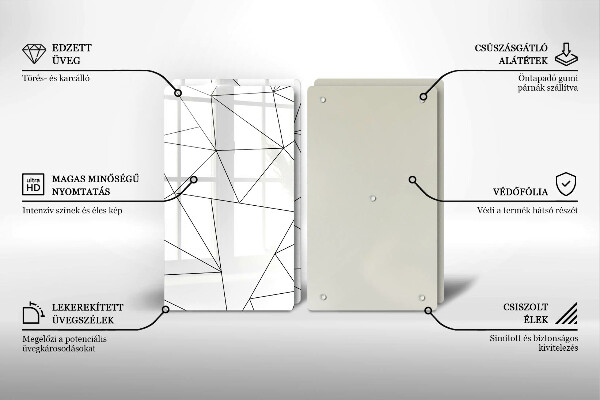 Skleněná deska za sporák Bílé trojúhelníky