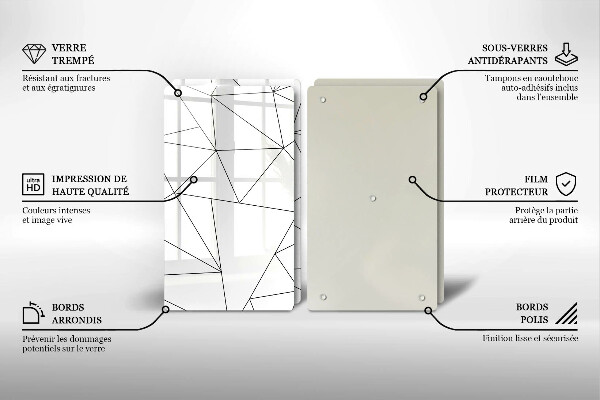 Skleněná deska za sporák Bílé trojúhelníky