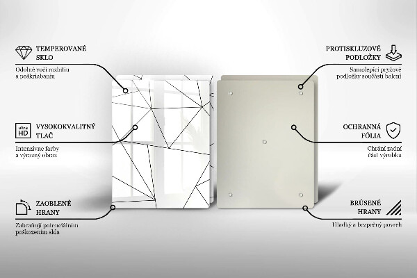 Skleněná deska za sporák Bílé trojúhelníky