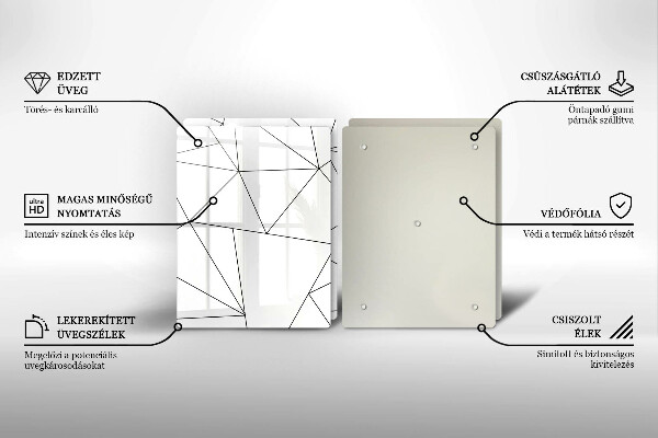 Skleněná deska za sporák Bílé trojúhelníky