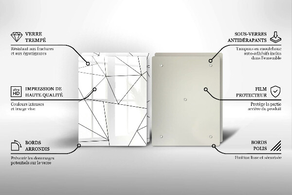 Skleněná deska za sporák Bílé trojúhelníky