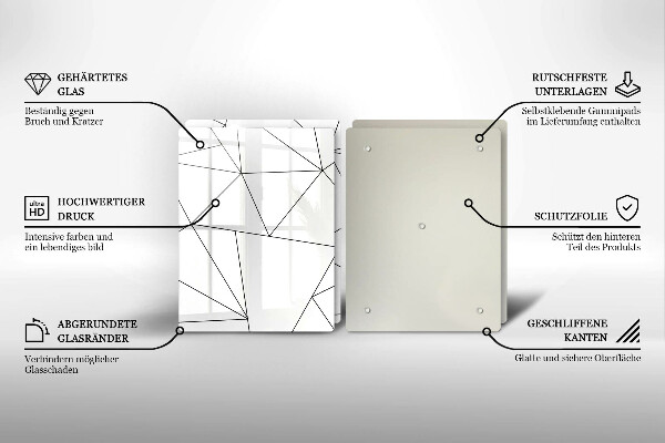 Skleněná deska za sporák Bílé trojúhelníky