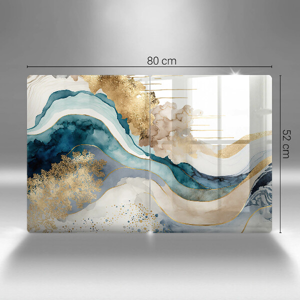 Skleněná deska za sporák Barevný mramor