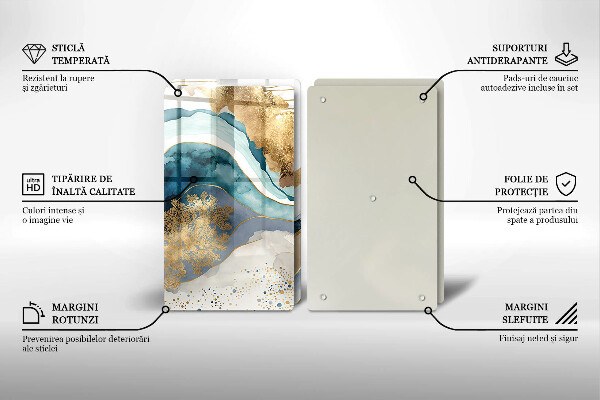 Skleněná deska za sporák Barevný mramor