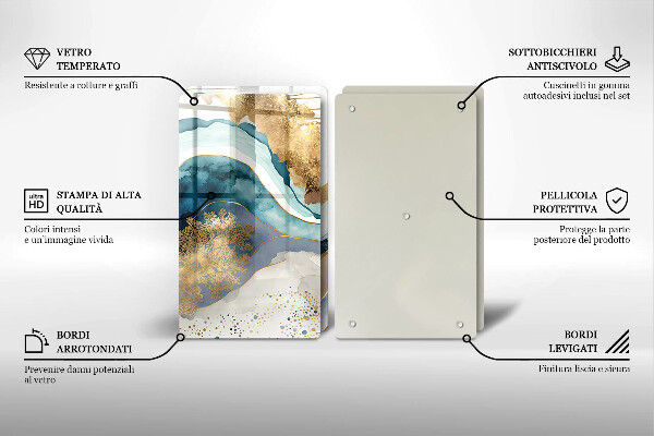 Skleněná deska za sporák Barevný mramor