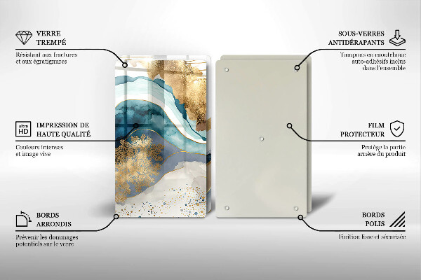 Skleněná deska za sporák Barevný mramor