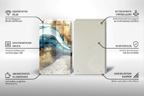 Skleněná deska za sporák Barevný mramor