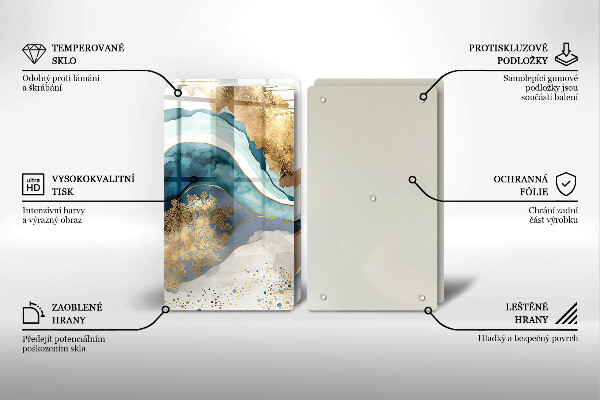 Skleněná deska za sporák Barevný mramor