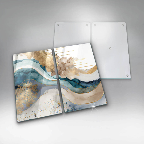 Skleněná deska za sporák Barevný mramor