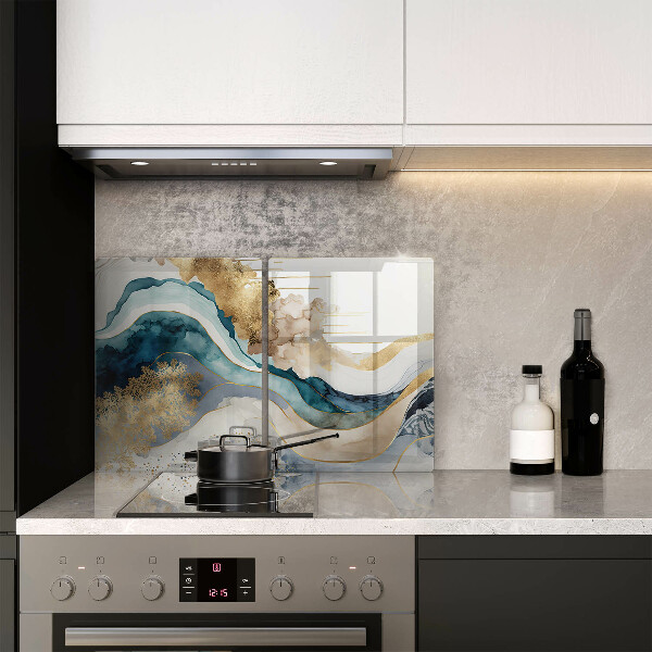 Skleněná deska za sporák Barevný mramor