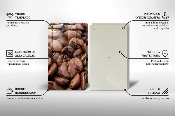 Skleněná deska za sporák Kávová zrna