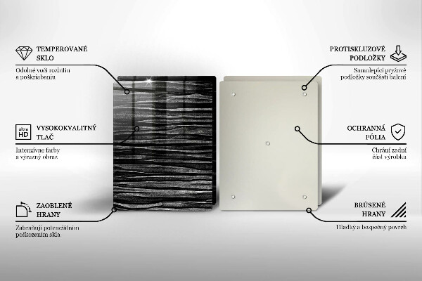 Skleněná deska za sporák Černá abstrakce