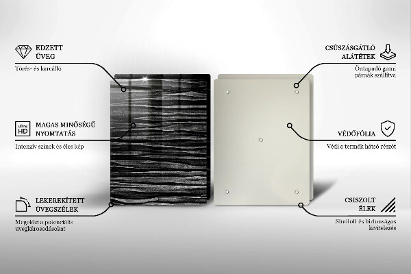 Skleněná deska za sporák Černá abstrakce