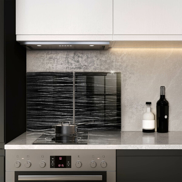 Skleněná deska za sporák Černá abstrakce