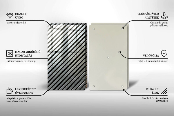 Skleněná deska za sporák Kovové linky