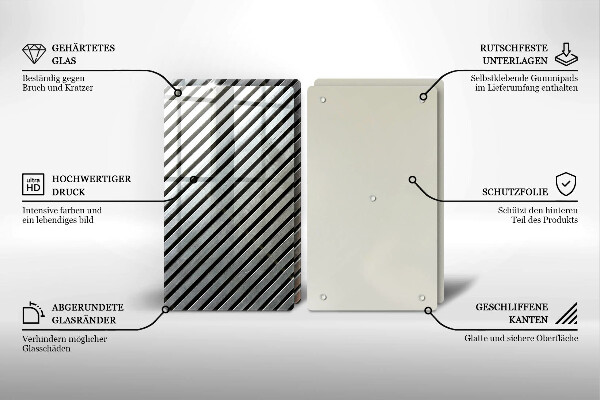 Skleněná deska za sporák Kovové linky