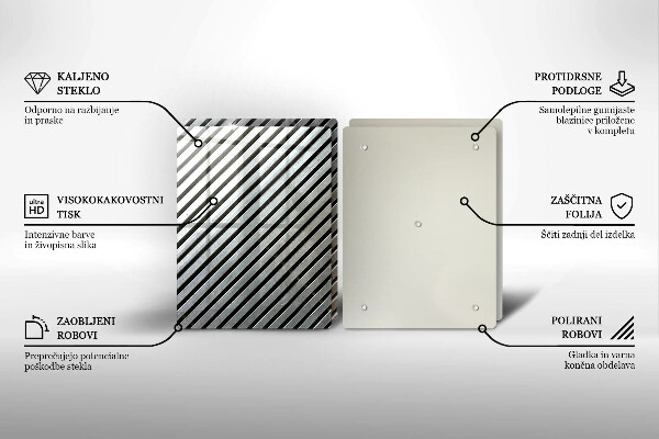 Skleněná deska za sporák Kovové linky