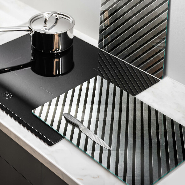 Skleněná deska za sporák Kovové linky