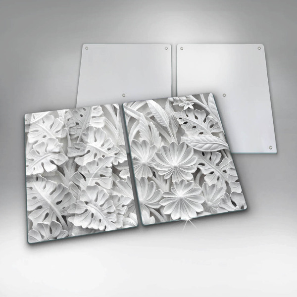 Skleněná deska za sporák Bílé květy