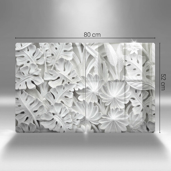 Skleněná deska za sporák Bílé květy