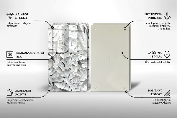 Skleněná deska za sporák Bílé květy