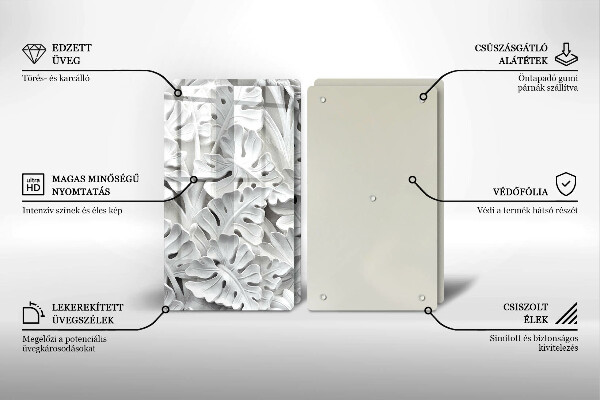 Skleněná deska za sporák Bílé květy