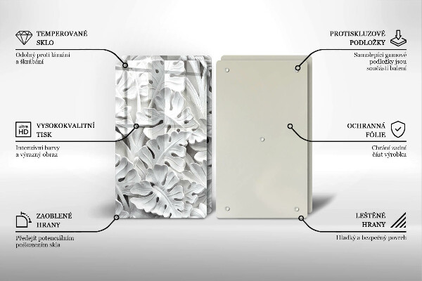 Skleněná deska za sporák Bílé květy