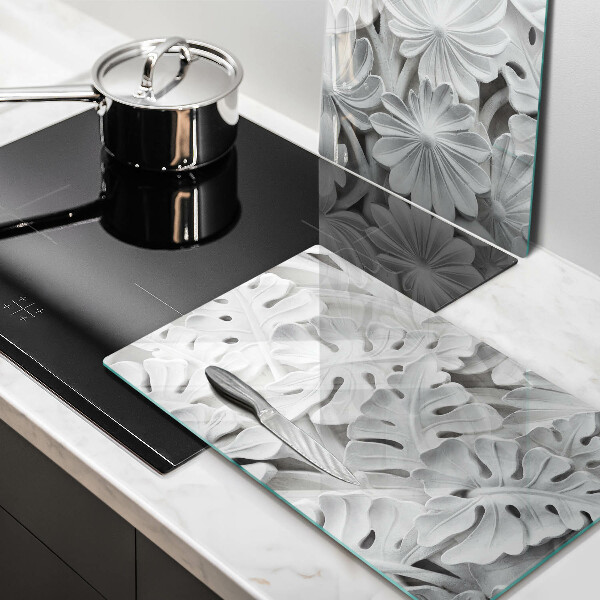 Skleněná deska za sporák Bílé květy